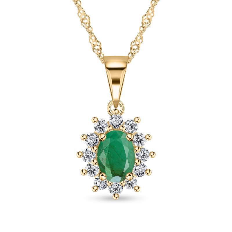 SS EMERALD & WHITE TOPAZ NECKLACE 1 1/4CTW