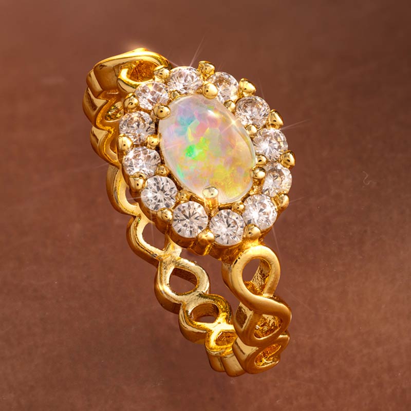 Opal Infinity Bracelet, Ring & Earrings