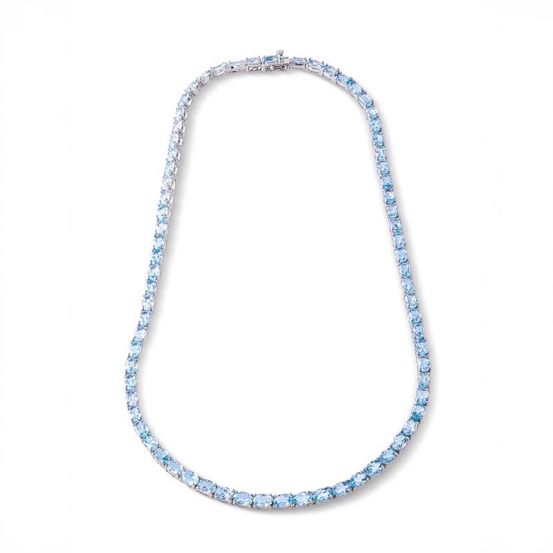 Sterling Silver Blue Topaz Necklace (41-1/2)