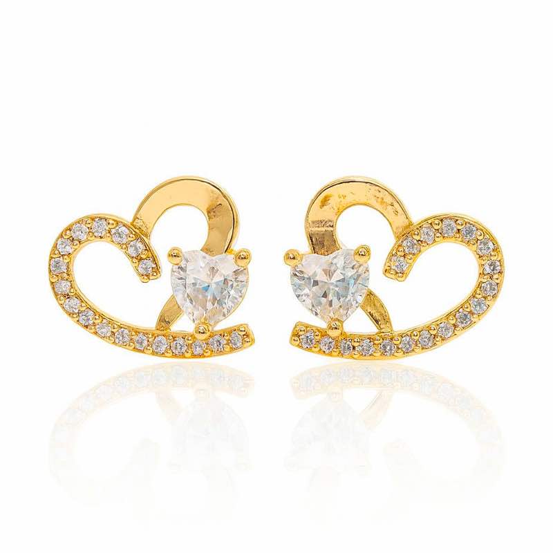 18K Gold-finished Heart in Heart Earrings