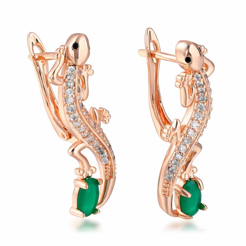 18K Rose Gold-finished Lucky Gecko Earrings