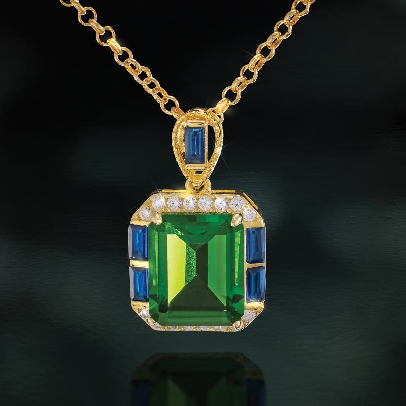 High Style Helenite Pendant, Chain & Earrings Set