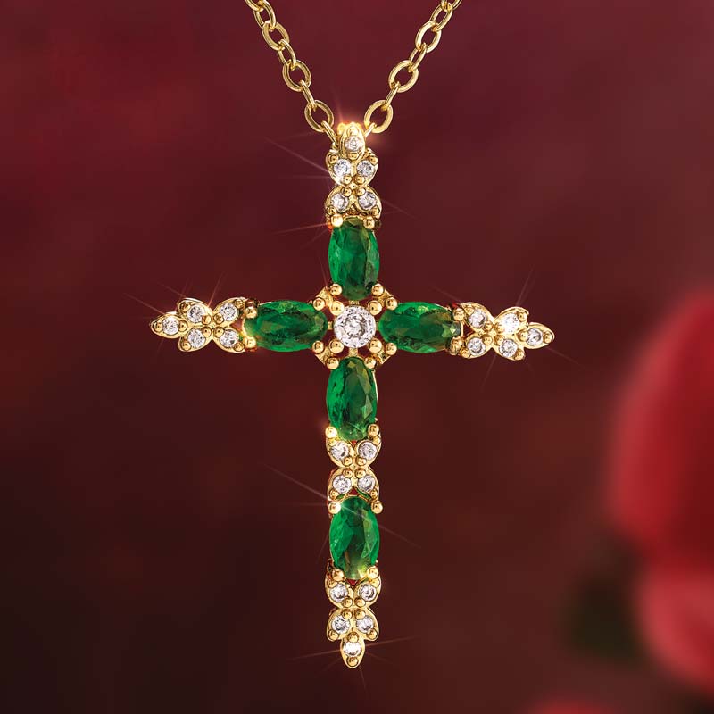Celestial Cross Necklace (Green)
