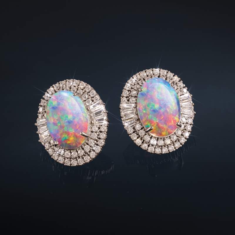 Fabulous Kyocera Lab-Created Opal Earrings