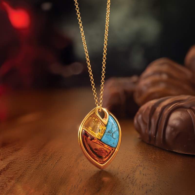 Sun & Sky Amber and Turquoise Necklace & Earrings