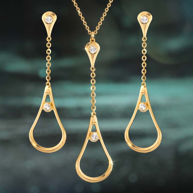 Timeless Teardrop 18k Gold Vermeil Necklace & Earrings