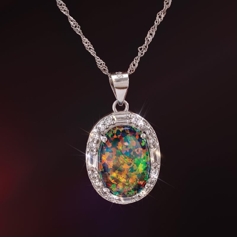 Stone of Secrets Black Opal Pendant (5-1/6 ctw)