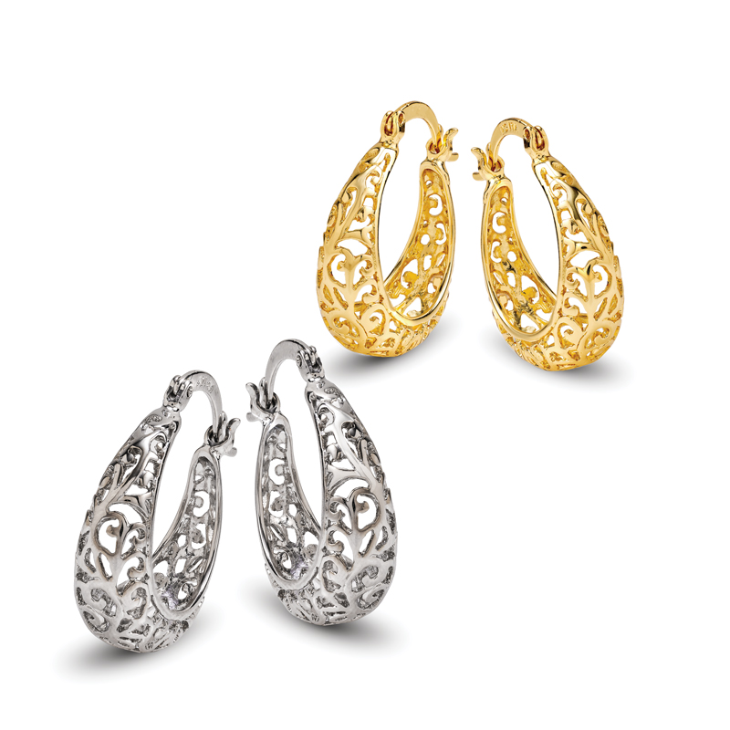 Baroque Filigree Hoop Earrings (set of 2)