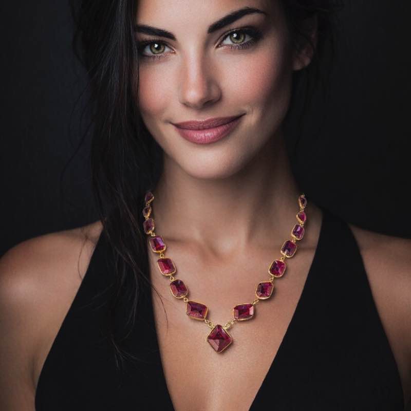 Gold-Plated Sterling Silver Ruby Necklace