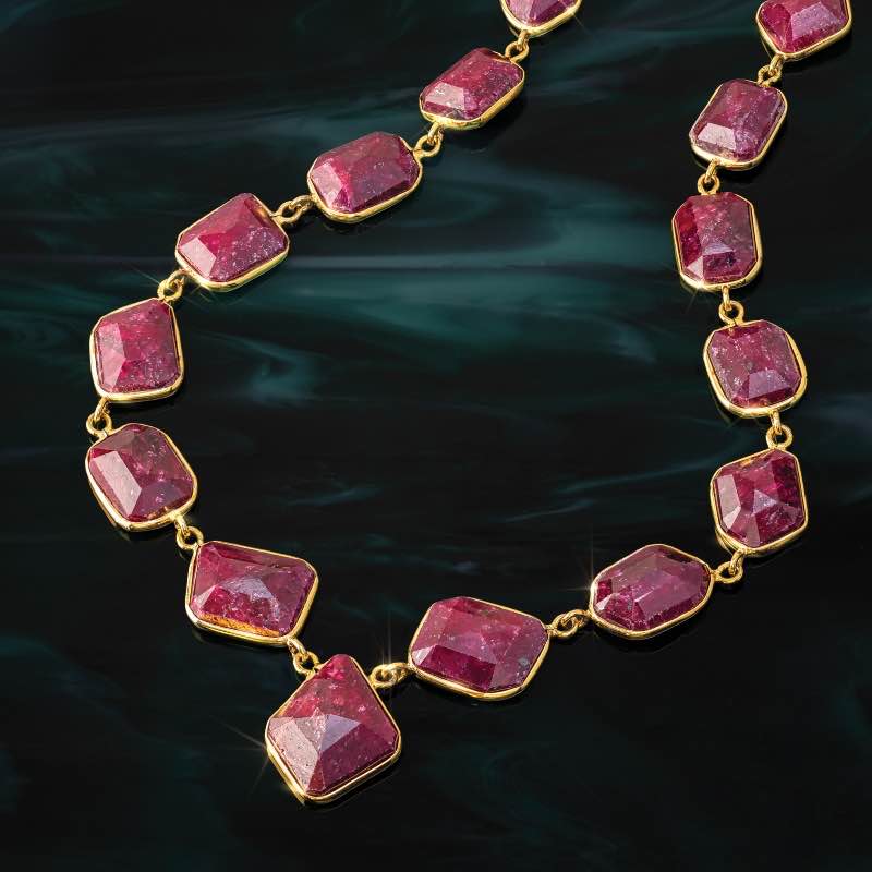 Gold-Plated Sterling Silver Ruby Necklace