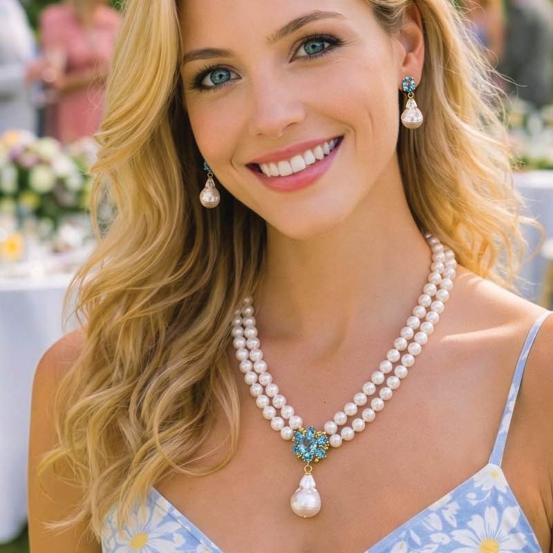 Freshwater Pearl and Blue Topaz Earrings