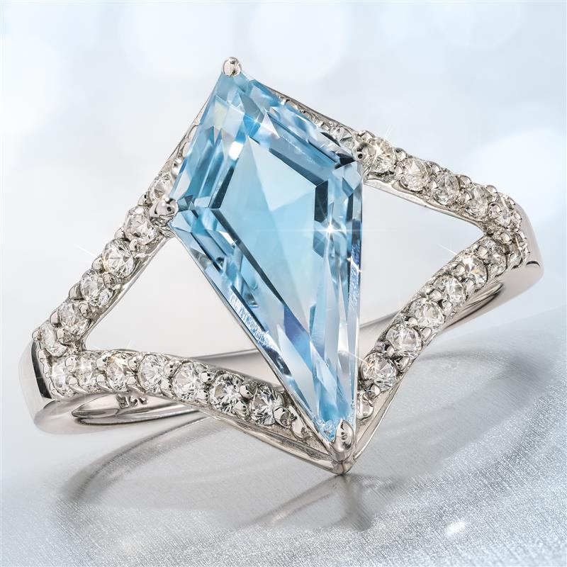 Blue Deco Kite Ring