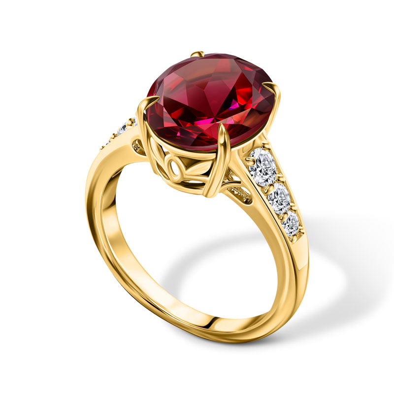 18k Yellow Gold Anthill Garnet & Diamond Ring