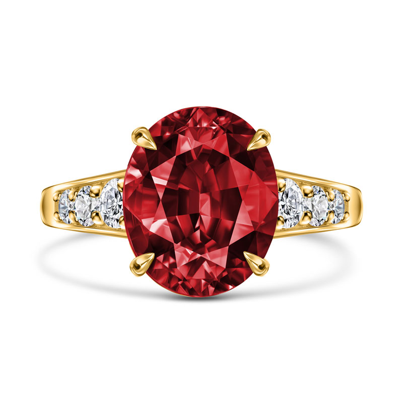 18k Yellow Gold Anthill Garnet & Diamond Ring