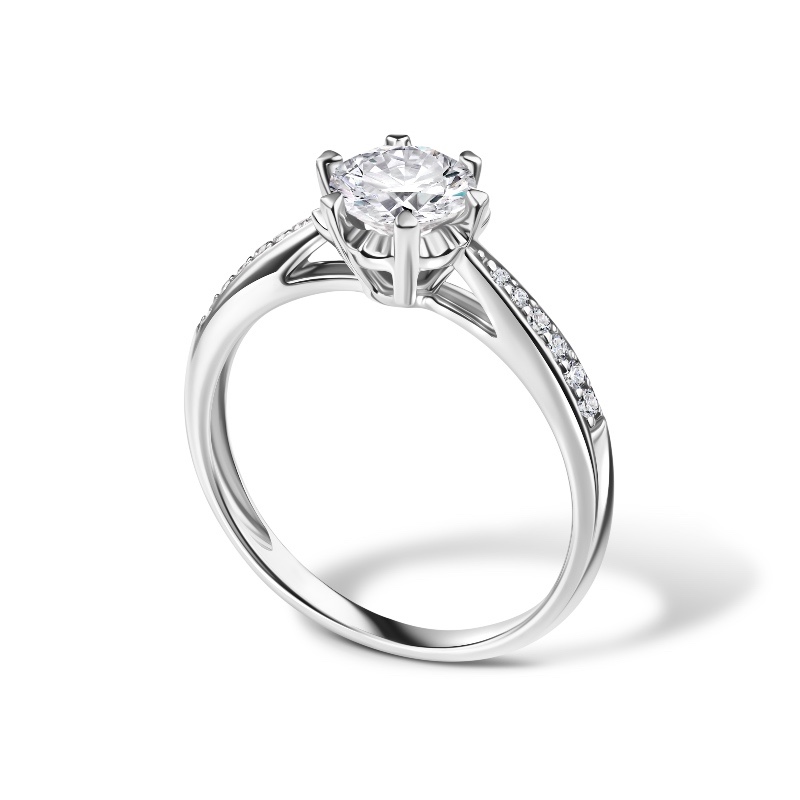 14K White Gold Round Moissanite Ring -- 1-5/8 CTW