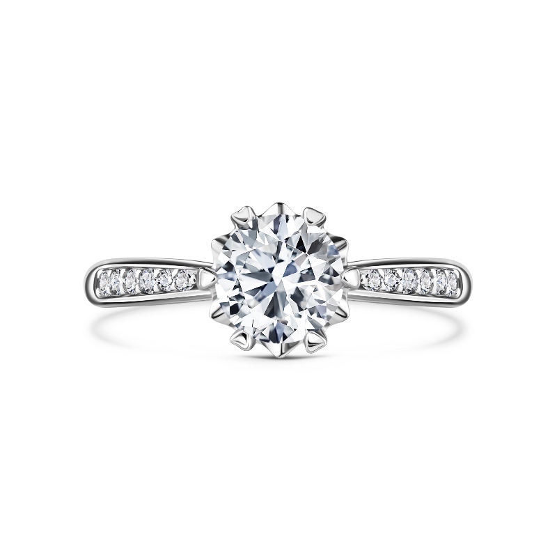 14K White Gold Round Moissanite Ring -- 1-5/8 CTW