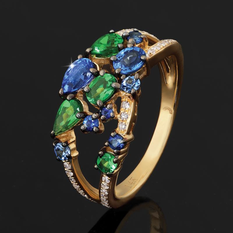 14K Gold Sapphire & Tsavorite Ring