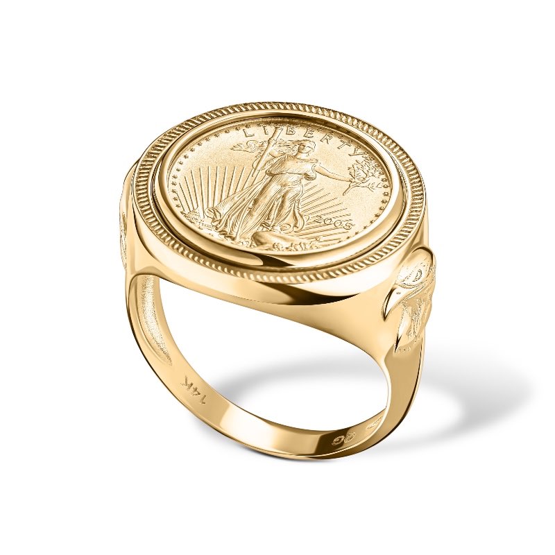 14k Yellow Gold American Eagle Coin Ring