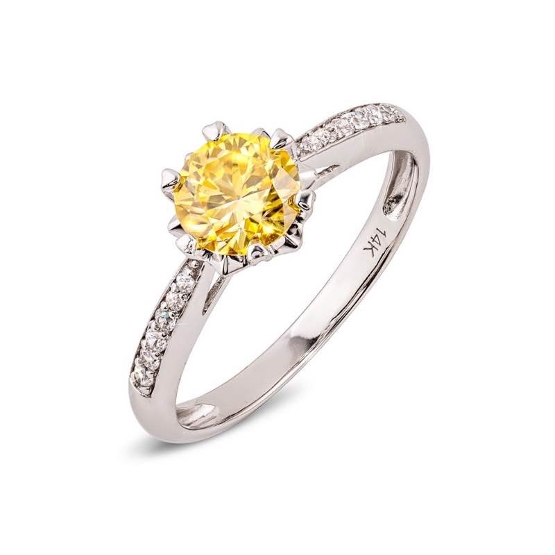 14K White Gold Yellow Moissanite Ring (1-5/8 ctw)