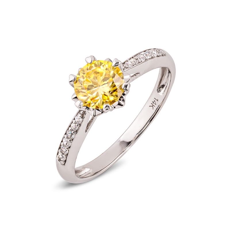 14K White Gold Yellow Moissanite Ring (1-5/8 ctw)
