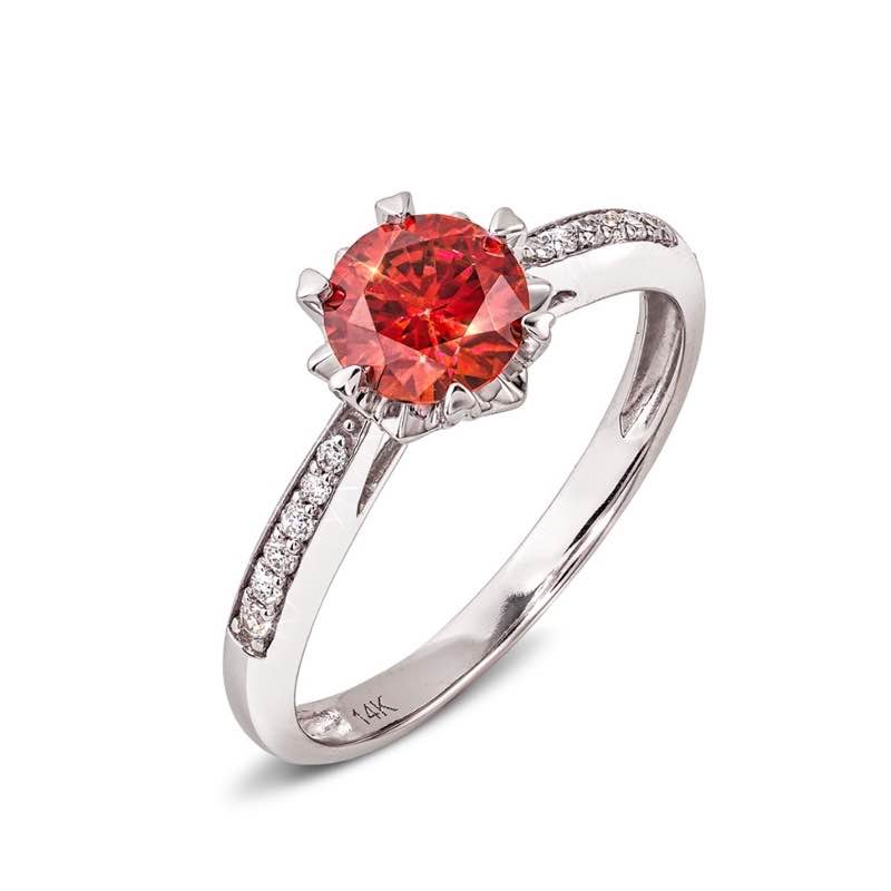 14K White Gold Red Moissanite Ring (1-5/8 ctw)