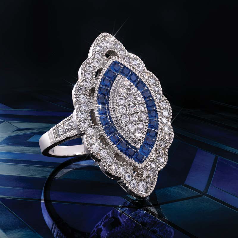 Art Deco Blues Ring