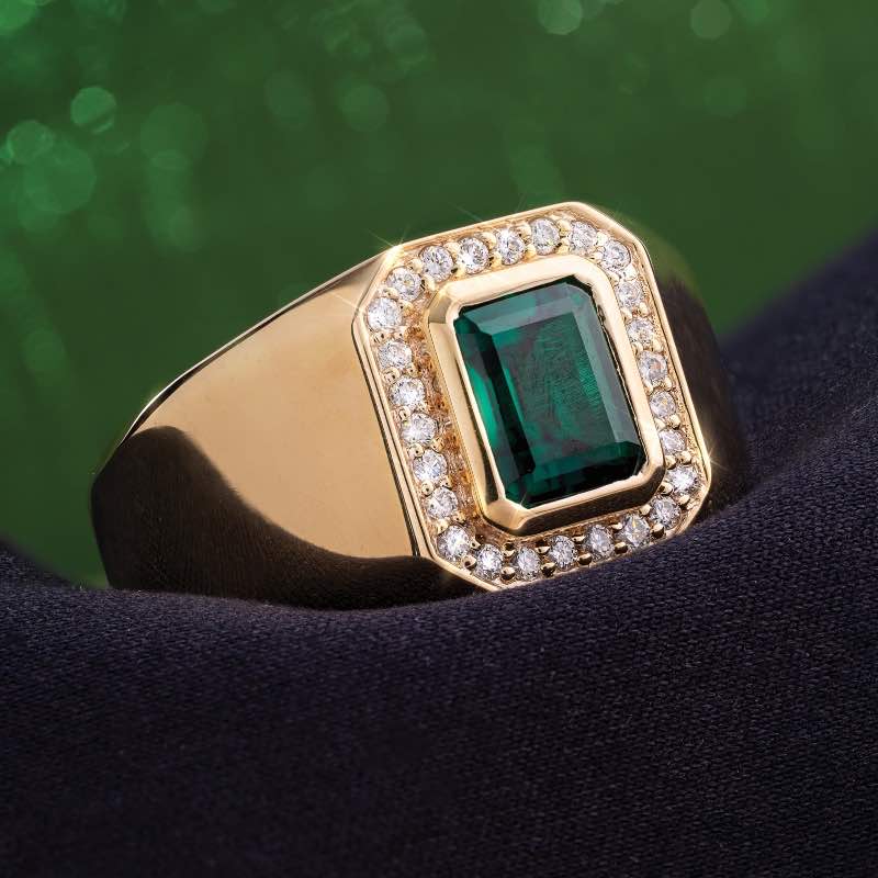 Boy Genius Lab-created Emerald and Diamond Ring