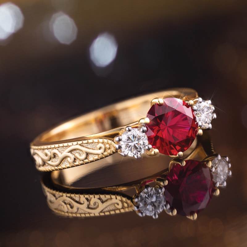 Lovelorn Lab-Created Diamond and Ruby Ring