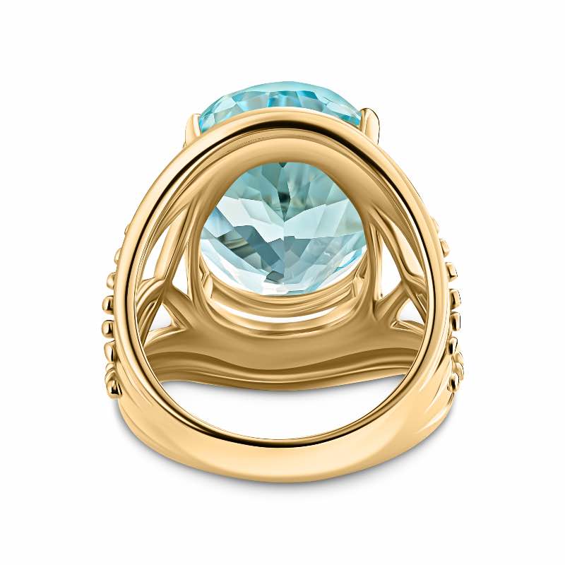 Yellow Gold-finished Sterling Blue Topaz Ring