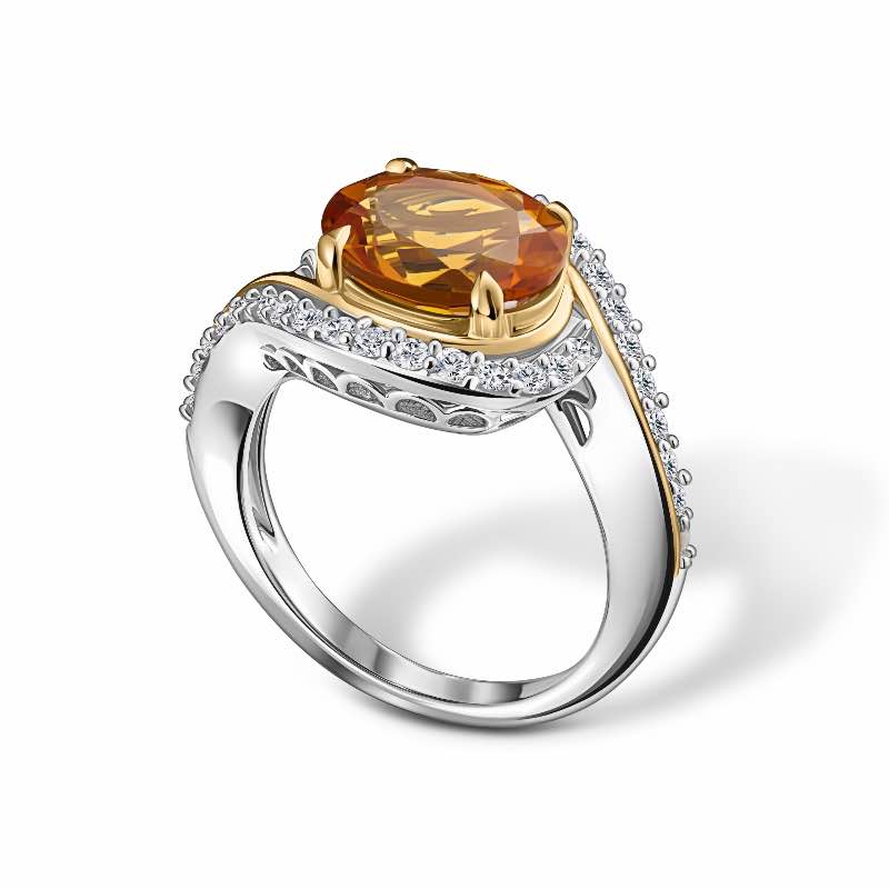 14K Yellow Gold-Finished Madeira Citrine & Topaz Ring
