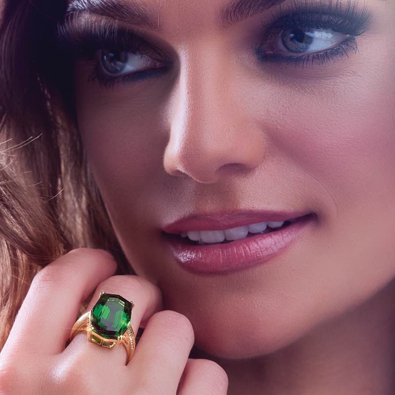 Gold Plated Sterling Silver Helenite Ring