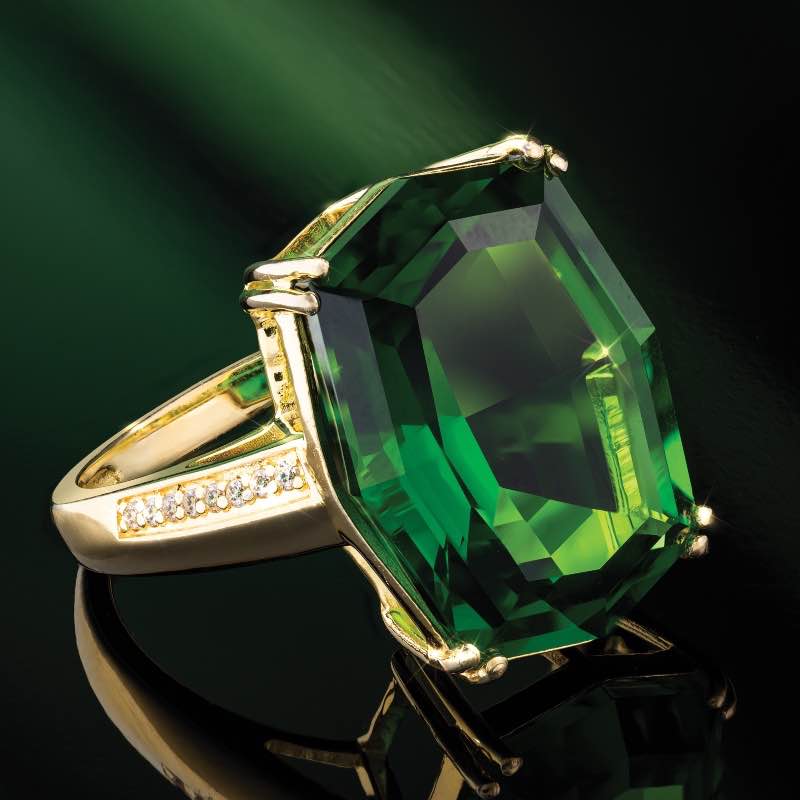 Gold Plated Sterling Silver Helenite Ring