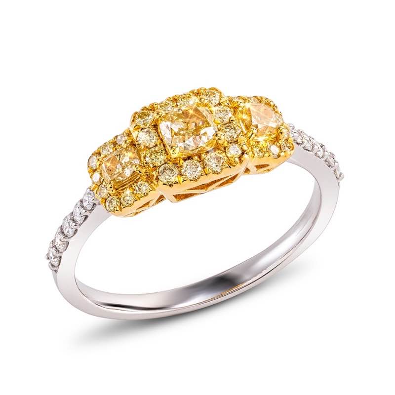 18K White Gold Yellow Diamond Ring