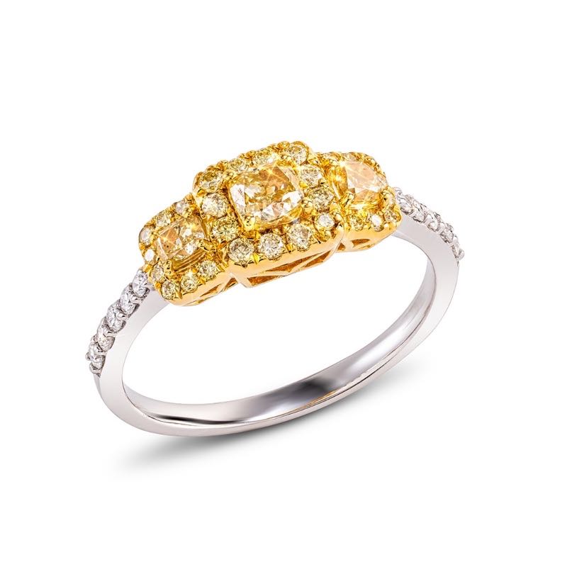 18K White Gold Yellow Diamond Ring