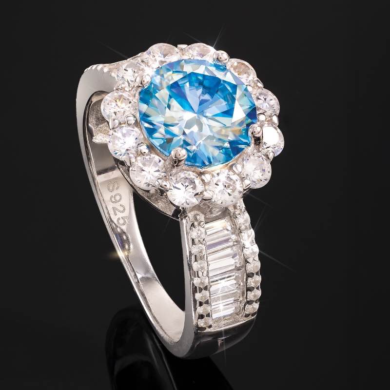 Sterling Silver Moissanite Ring (blue)