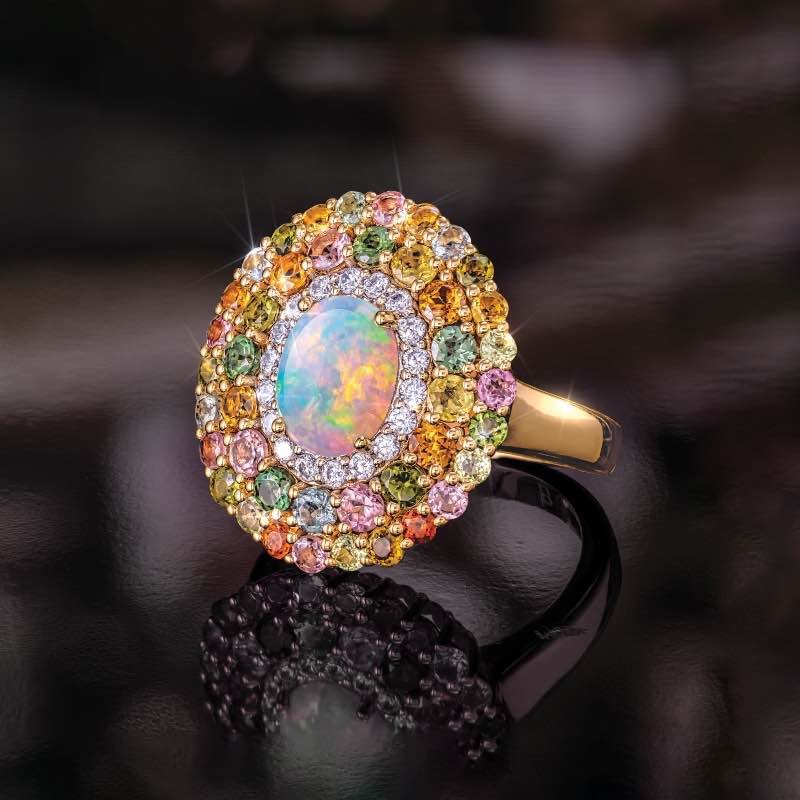 Lab-Created Opal & Tourmaline French Garden Ring