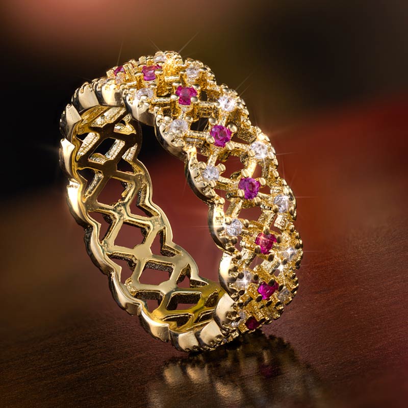 Florentine Lace Lattice Ring (Red)