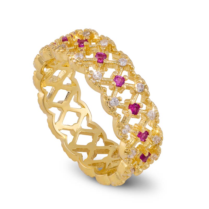 Florentine Lace Lattice Ring (Red)