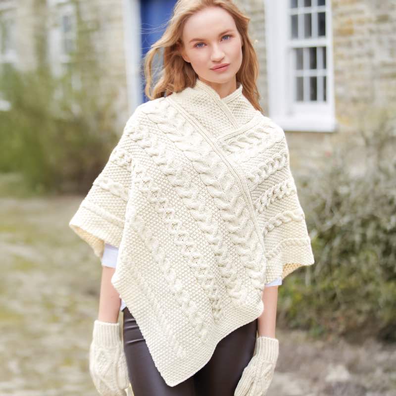 Merino Wool Ladies' Poncho (Cream)