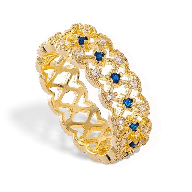 Florentine Lace Lattice Ring (blue)